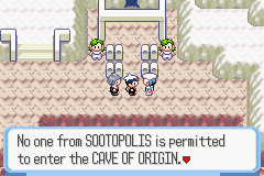 How can players enter the Cave of Origin in Pokemon Ruby?